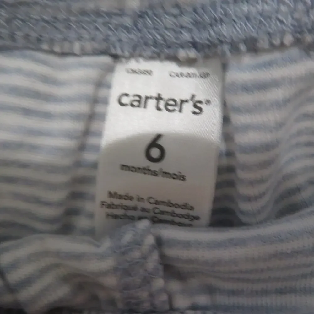 Carter's Baby Sz 6M Blue I Woke Up This Cute Two Piece Set Cloud Detail Striped